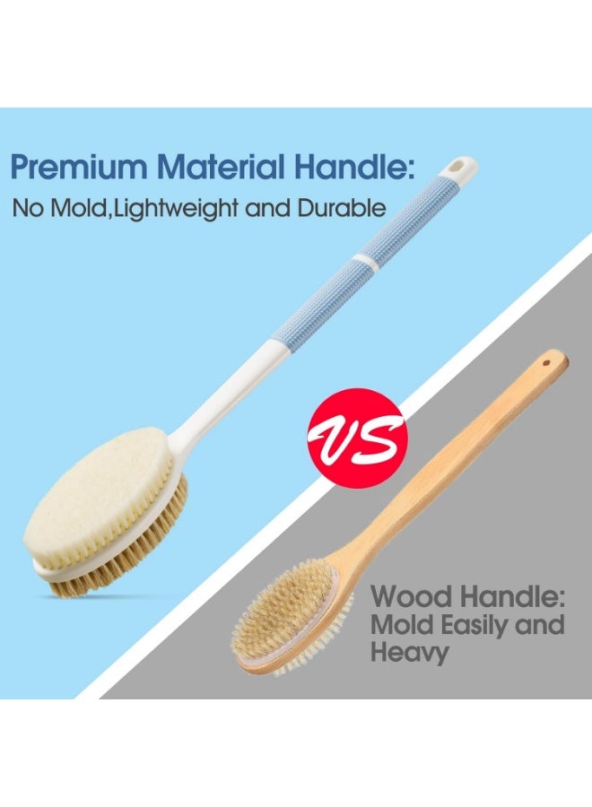 Scrubber Anti Slip for Shower,Brush Long Handle with Stiff and Soft Bristle,Body Exfoliator for Bath or Dry Brush. - Image 4